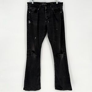 90s Vintage Lip Service Rocker Black Bootcut Jeans Thrashed Size 32 Goth